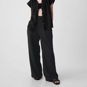 Crinkle Gauze Wide-Leg Pants